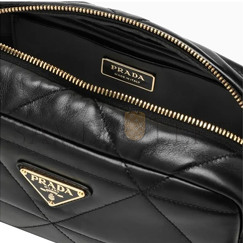 PRADA BLACK QUILTED LEATHER CAMERA BAG 1BH197 (22*11*7cm)